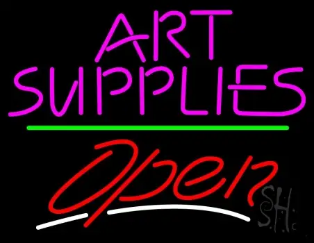 Pink Art Supplies Block With Open 3 LED Neon Sign