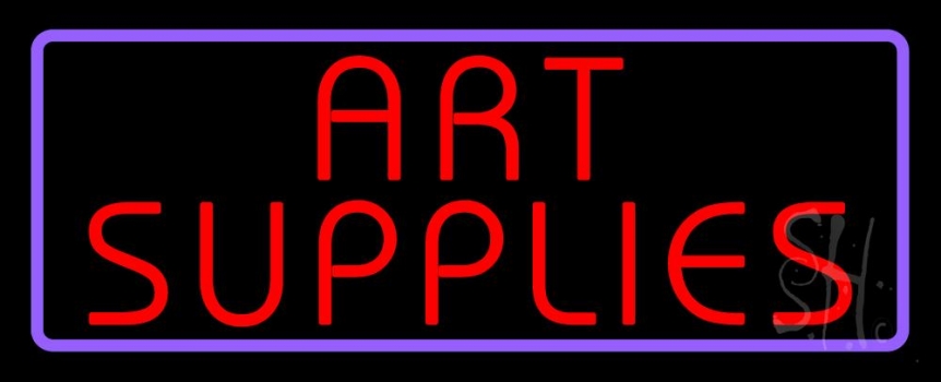 Red Art Supplies With Border LED Neon Sign