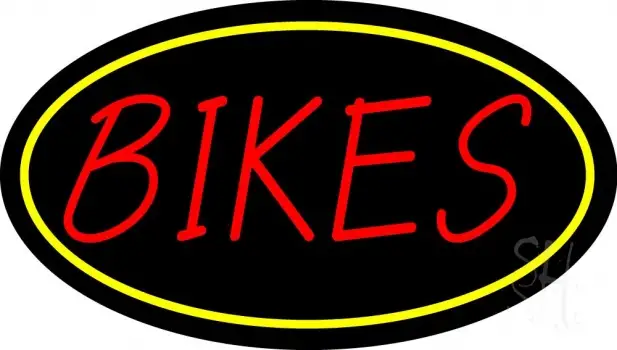 Red Bikes Yellow Border LED Neon Sign