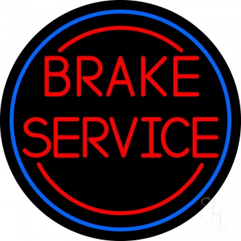 Red Brake Service Blue Circle LED Neon Sign