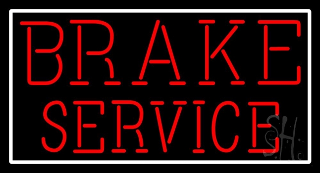 Red Brake Service With Border LED Neon Sign