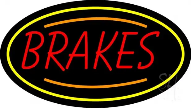 Red Brakes With Yellow Oval LED Neon Sign