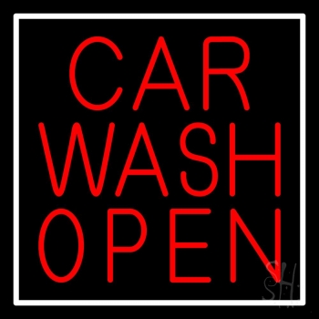 Red Car Wash Open LED Neon Sign