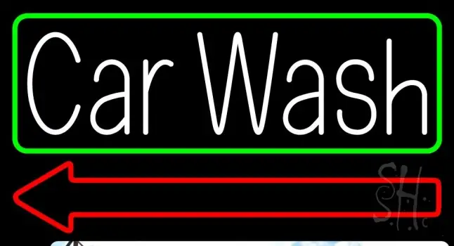 Red Car Wash With Border 1 LED Neon Sign