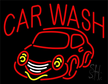 Red Car Wash With Logo 1 LED Neon Sign
