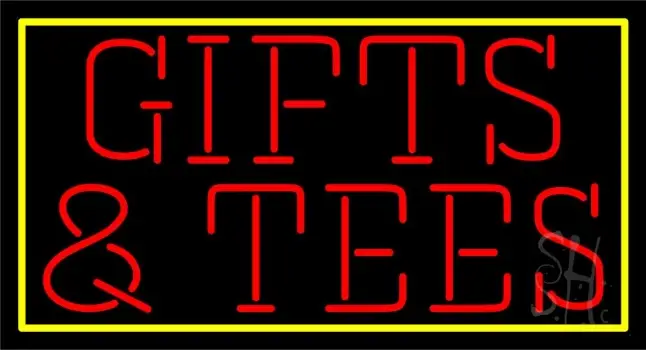 Red Gifts And Tees with Border LED Neon Sign