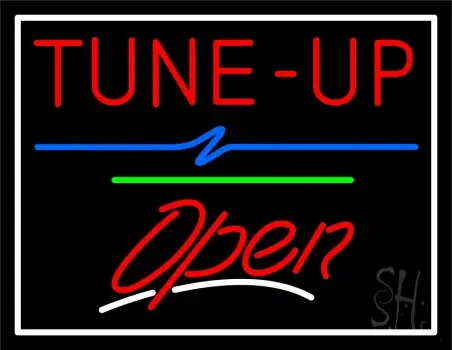 Tune Up Open Green Line LED Neon Sign