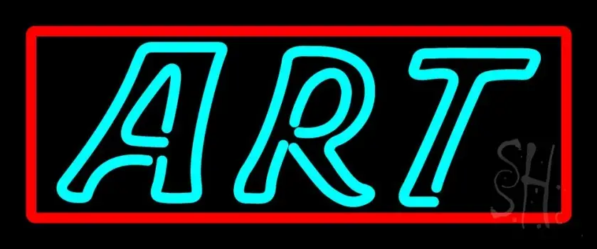 Turquoise Double Stroke With Border Art LED Neon Sign