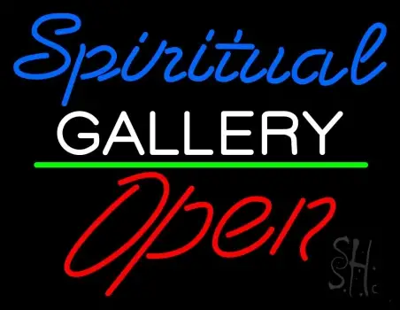 Blue Spritual White Gallery With Open 2 LED Neon Sign