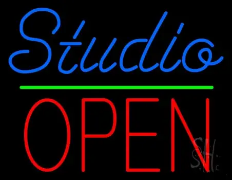 Blue Studio Red Open 3 LED Neon Sign