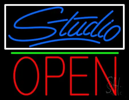 Blue Studio With Open 1 LED Neon Sign
