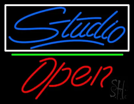Blue Studio With Open 2 LED Neon Sign