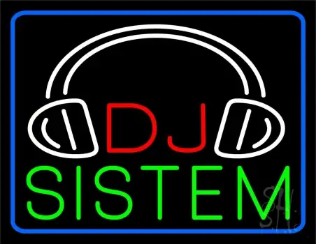 Dj  System  With Logo 3 LED Neon Sign