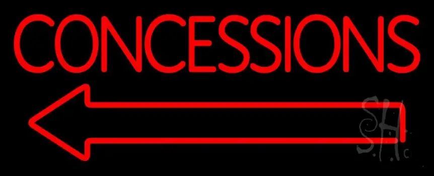 Red Concessions With Arrow LED Neon Sign