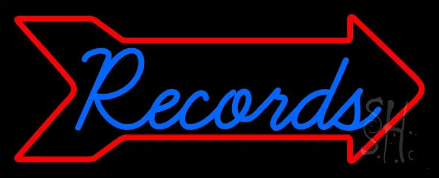 Blue Records In Cursive 1 LED Neon Sign
