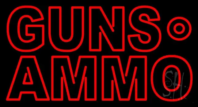Red Guns Ammo LED Neon Sign
