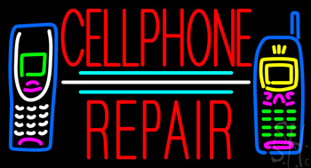 Red Cellphone Repair White Line Logo LED Neon Sign