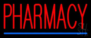 Red Pharmacy Blue Line Neon Sign