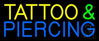 Yellow Tattoo and Blue Piercing Neon Sign