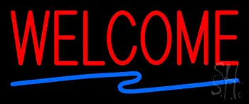 Welcome Neon Sign with Zigzag Line