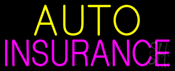 Yellow Auto Pink Insurance Neon Sign