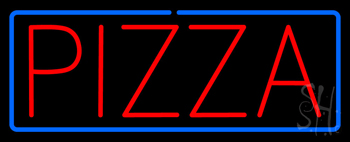 Red Pizza with Blue Border Neon Sign