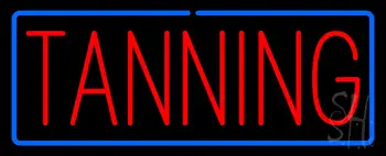 Red Tanning Blue Border Neon Sign