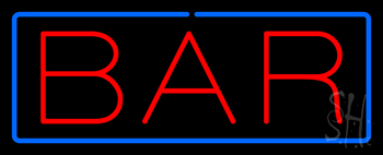 Simple Bar Neon Sign With Blue Border