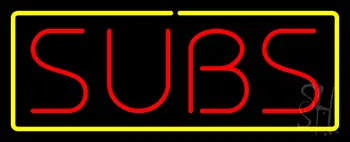 Red Subs with Yellow Border Neon Sign