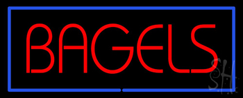 Red Bagels with Blue Border LED Neon Sign