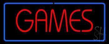Red Games Blue Border LED Neon Sign