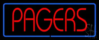 Red Pagers Blue Border LED Neon Sign