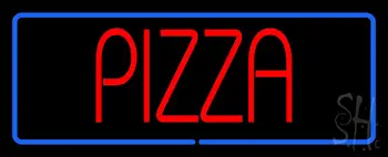 Pizza with Blue Border LED Neon Sign