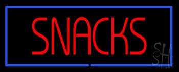 Red Snacks with Blue Border LED Neon Sign