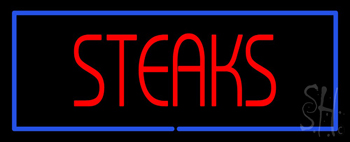 Red Steaks with Blue Border LED Neon Sign