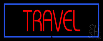 Travel with Border LED Neon Sign
