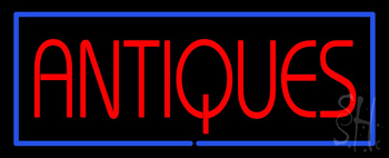 Red Antiques Blue Rectangle LED Neon Sign