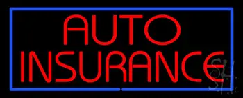 Red Auto Insurance Blue Border LED Neon Sign