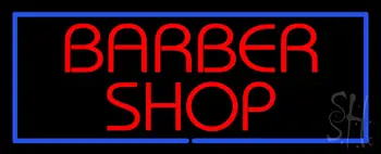 Red Barber Shop Blue LED Neon Sign