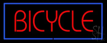 Red Bicycle Blue Rectangle LED Neon Sign
