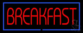 Red Breakfast with Blue Border LED Neon Sign