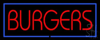 Red Burgers with Blue Border LED Neon Sign