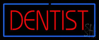 Red Dentist Blue Border LED Neon Sign