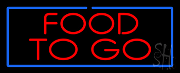 Red Food to Go with Blue Border LED Neon Sign