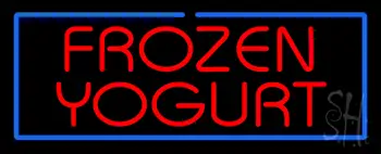 Red Frozen Yogurt with Blue Border LED Neon Sign