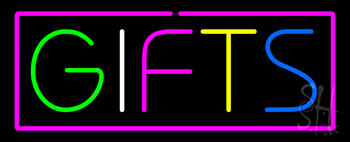 Gifts Rectangle Pink Neon Sign