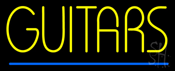 Yellow Guitars Blue Line LED Neon Sign