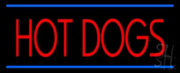 Red Hot Dogs Blue Lines LED Neon Sign