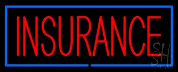 Red Insurance Blue Border Neon Sign
