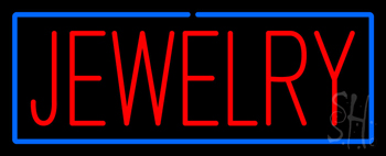 Jewelry Rectangle Blue Neon Sign